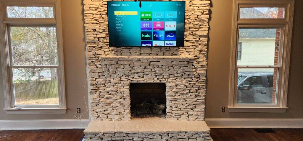 The 2023 Guide to TV Mounting on a Stone Fireplace (After)