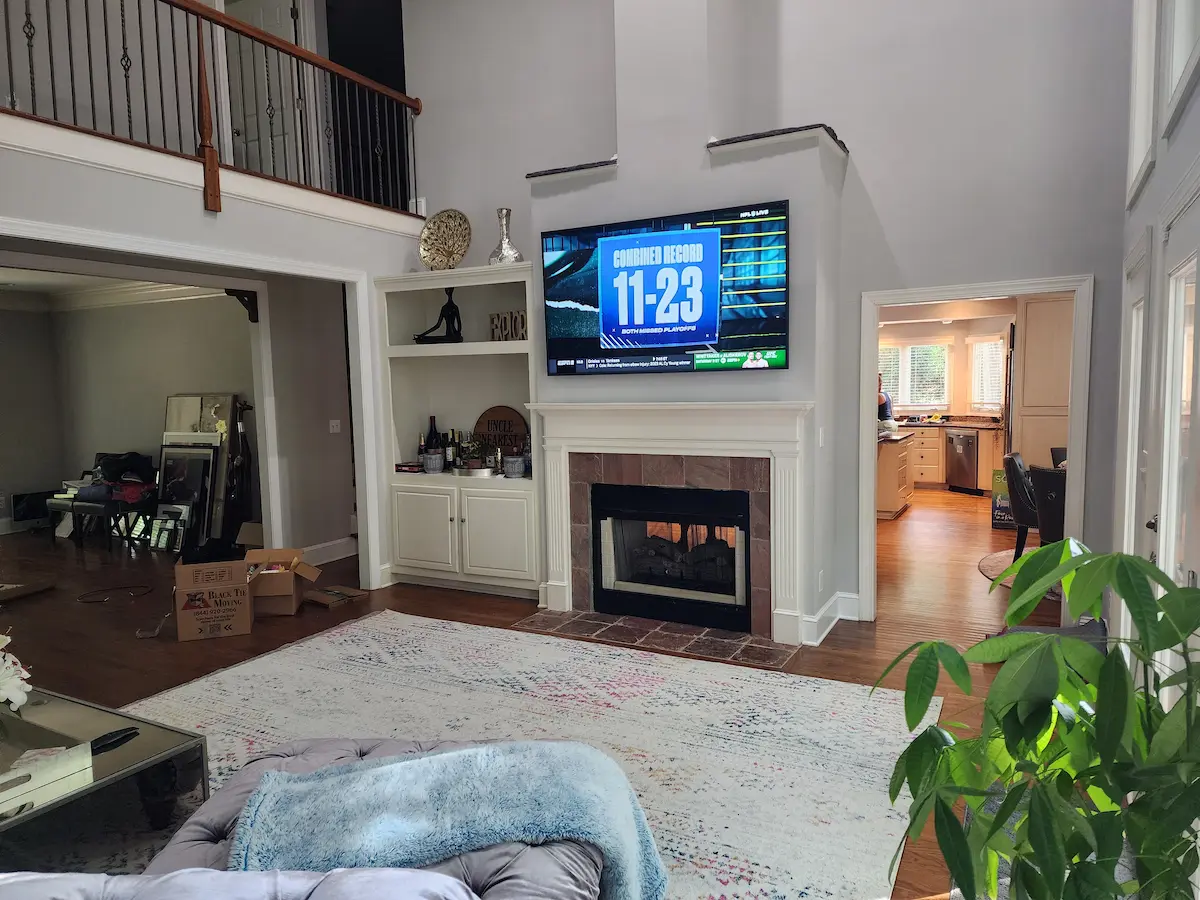 TV mounting Waxhaw NC Millbridge modern home family room installation