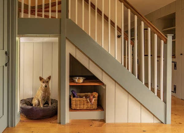 Custom under-stairs pet safe place Charlotte NC