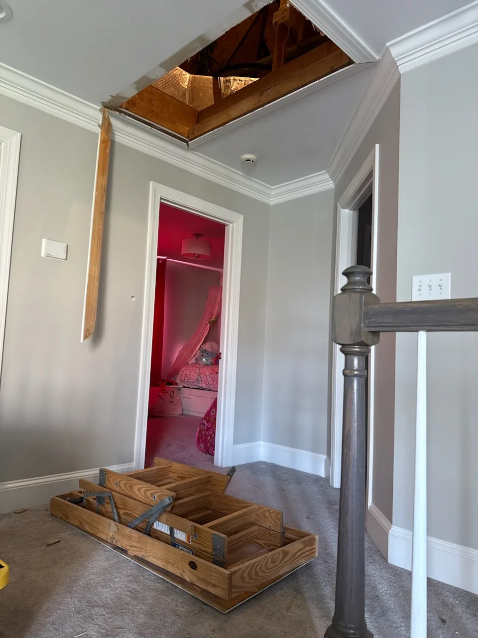 Results of improper attic ladder installation Charlotte NC