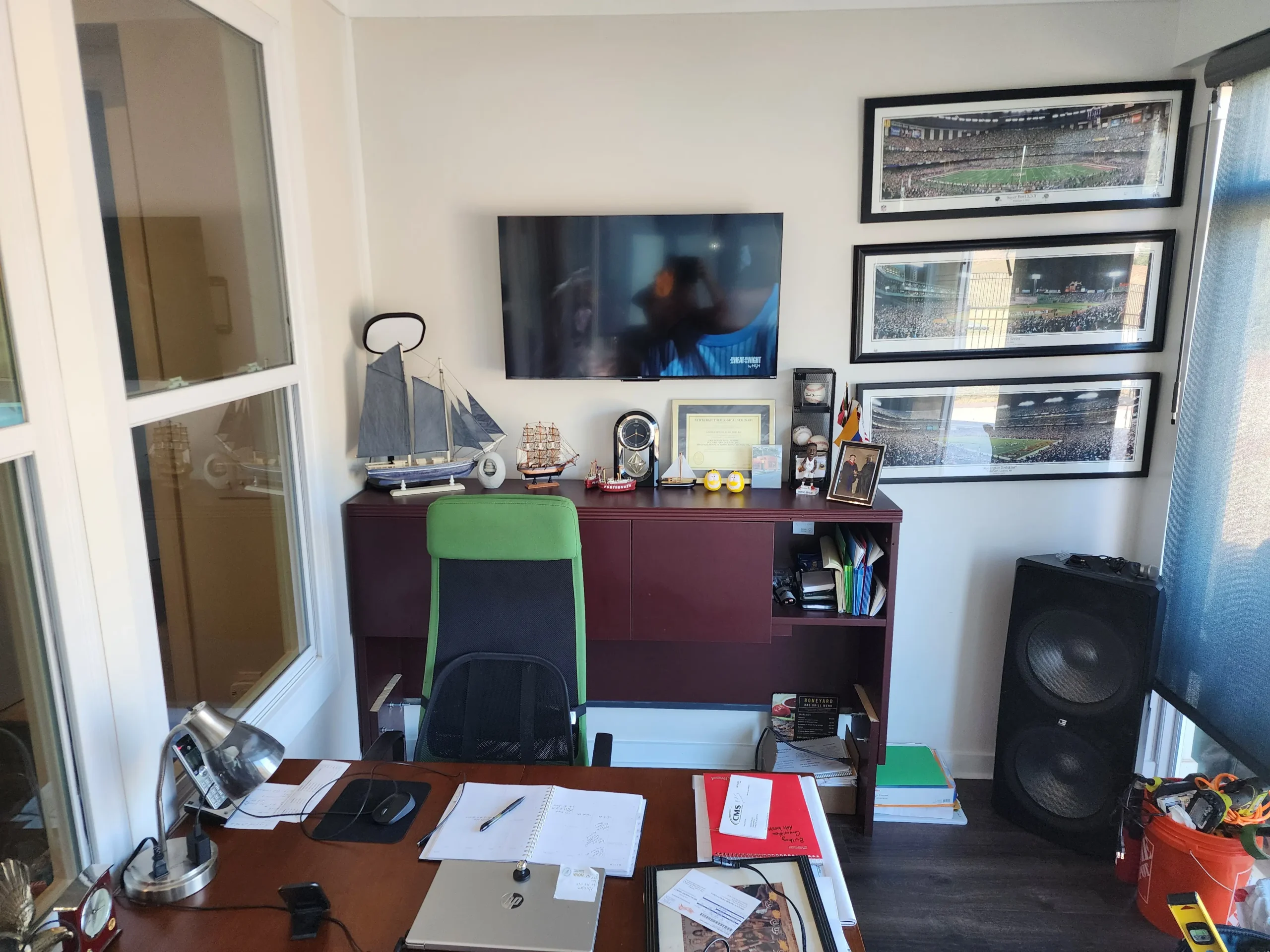 Home office TV mounting in Huntersville NC